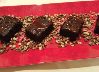 Imperial Stout Brownies with Mint Ganache Drizzle