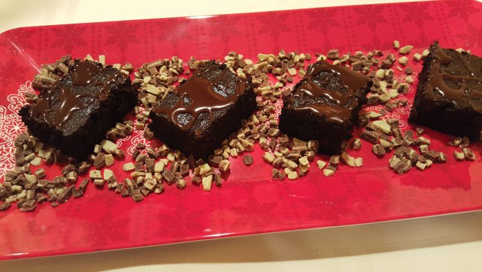 Imperial Stout Brownies with Mint Ganache Drizzle