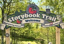 Ohio first lady Fran DeWine and Ohio Department of Natural Resources Director Mary Mertz at today’s ribbon cutting. DeWine and Mertz were among the first to walk along Ohio’s newest Storybook Trail at Burr Oak State Park in Morgan County. 