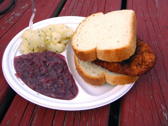 Walnut-crusted chicken schnitzel